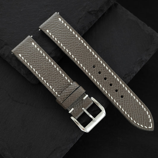 Flat Etoupe Taupe Epsom Calfskin Leather Watch Strap