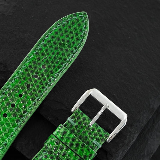 Flat Green Lizard Leather Watch Strap - 24/20 mm