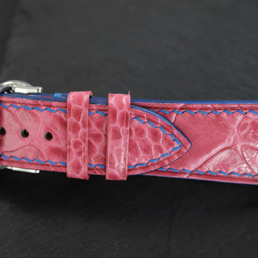 Flat Pink Ostrich Leg Leather Watch Strap