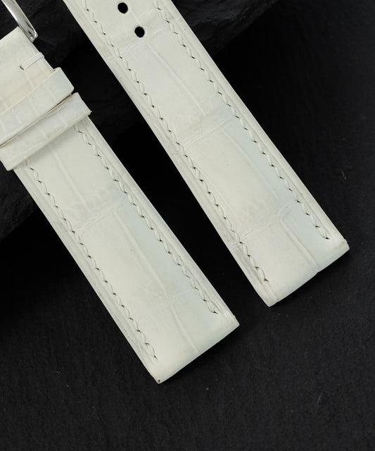 Padded Himalaya Pearl Alligator Leather Watch Strap
