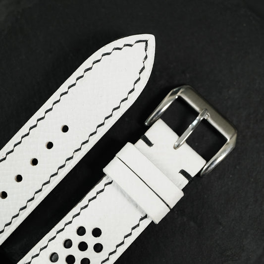 Padded White Epsom Calfskin Leather Watch Strap