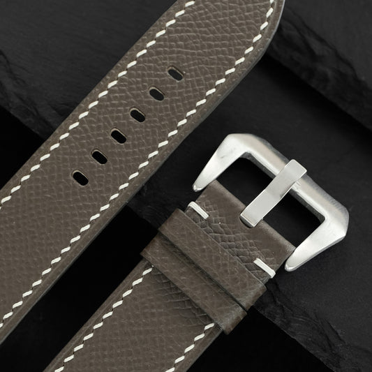 Padded Etoupe Taupe Epsom Calfskin Leather Watch Strap