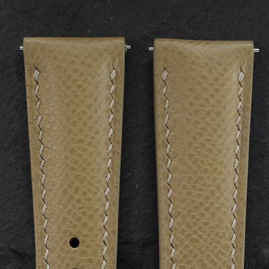 Padded Taupe Epsom Calfskin Leather Watch Strap – Cream Stitch