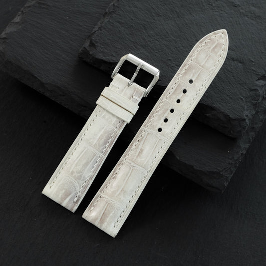 Padded Himalaya Ivory Alligator Leather Watch Strap