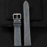 Flat Grey Babele Calfskin Leather Watch Strap