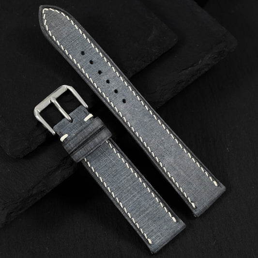Flat Grey Babele Calfskin Leather Watch Strap