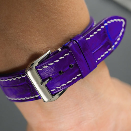 Flat Purple Patina Alligator Leather Watch Strap