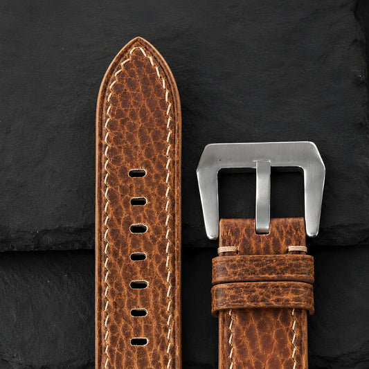Flat Tan Italian Bull Leather Watch Strap