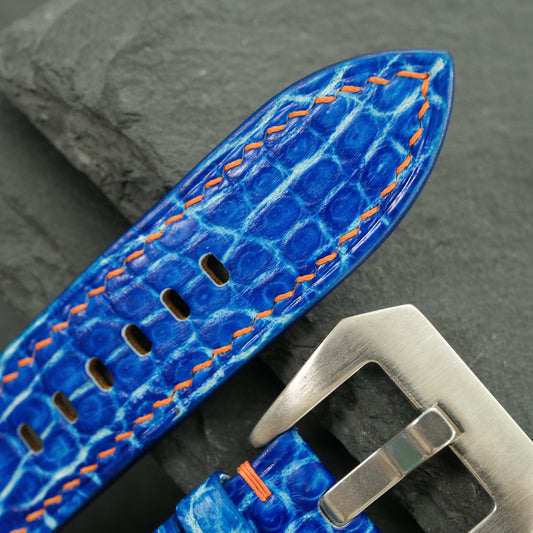 Electric Blue Patina Alligator Watch Strap