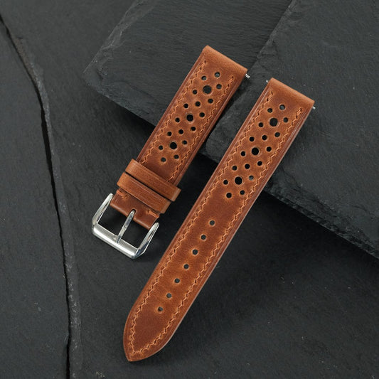 Flat Brown Cowhide Rally Watch Strap — photo 6