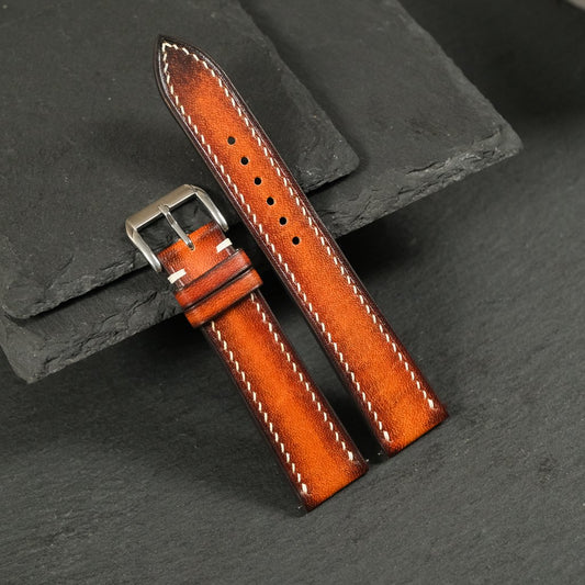 Flat Coffee Brown Patina Leather Watch Strap — photo 4