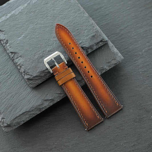 Flat Coffee Patina Leather Watch Strap — photo 8