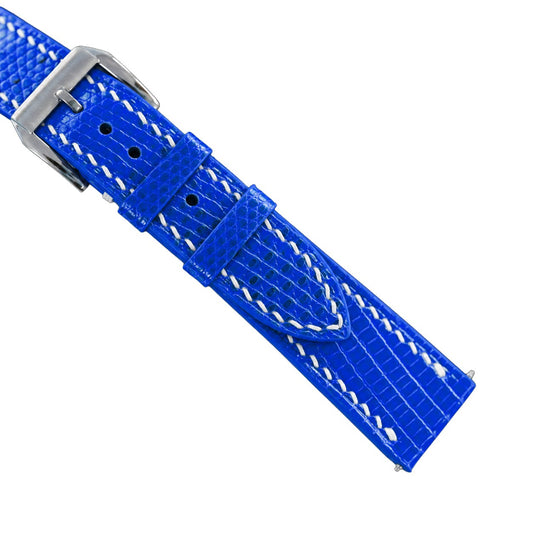 Flat Blue Lizard Leather Watch Strap