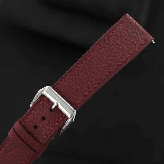 Flat Burgundy Togo Calfskin Watch Strap