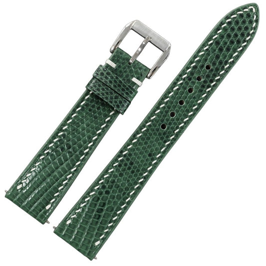 Flat Forest Green Lizard Leather Watch Strap
