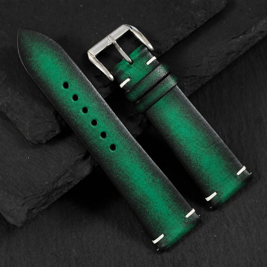 Flat Green Patina Leather Watch Strap
