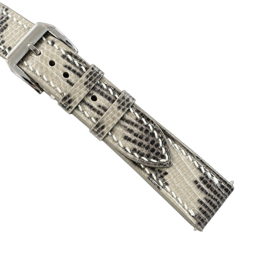Flat White Lizard Leather Watch Strap