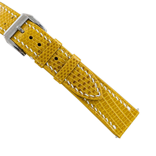 Flat Yellow Lizard Leather Watch Strap