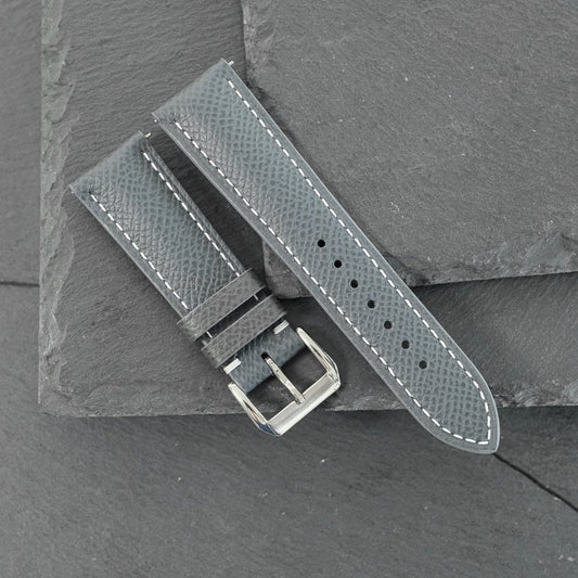 Padded Grey Epsom Calfskin Leather Watch Strap — photo 2