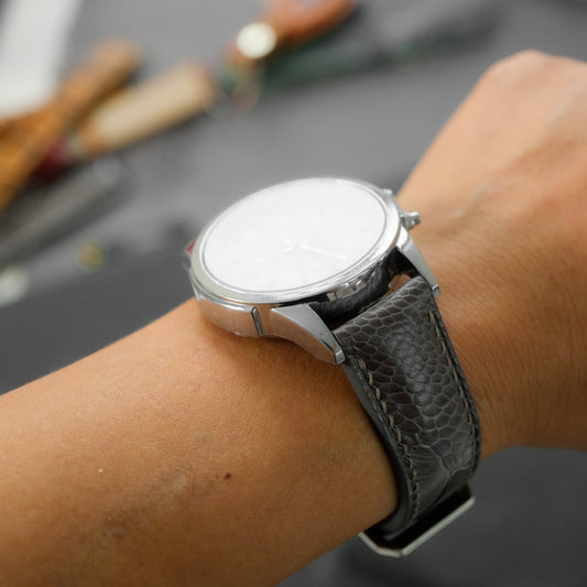 Padded Grey Ostrich Leg watch strap