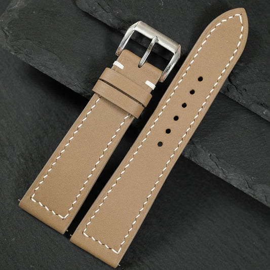Flat Sand Cowhide Leather Watch Strap — photo 6