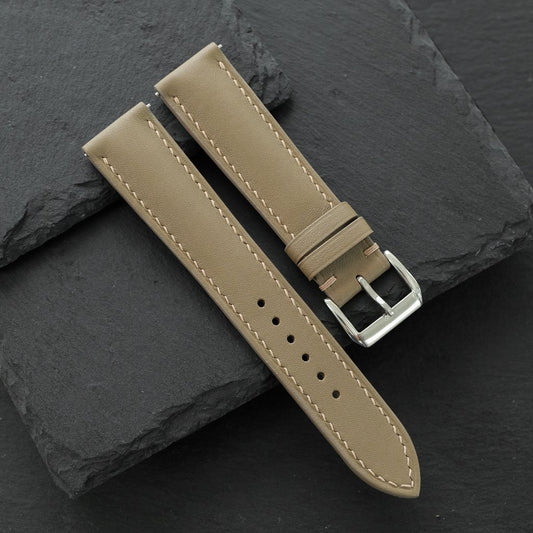 Padded Taupe Cowhide Leather Watch Strap — photo 3