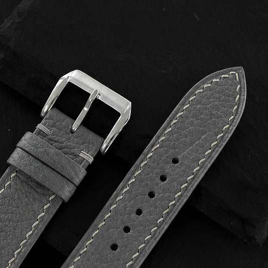 Flat Grey Togo Calfskin Watch Strap