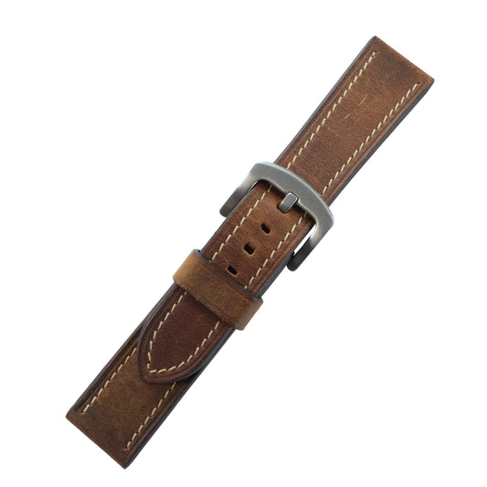 Vintage Brown Waxed Cowhide Watch Strap