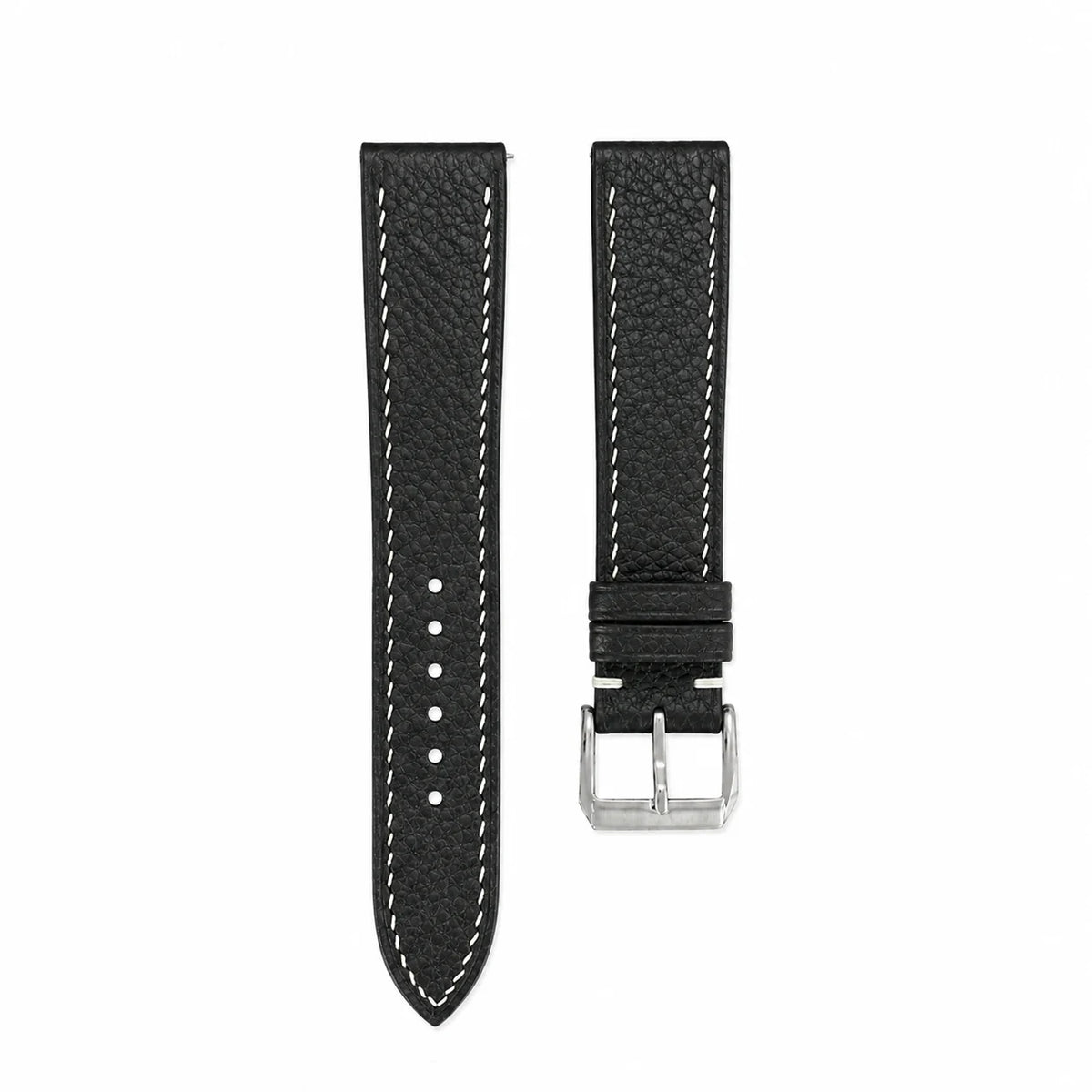 Flat Black Togo Calfskin Leather Watch Strap