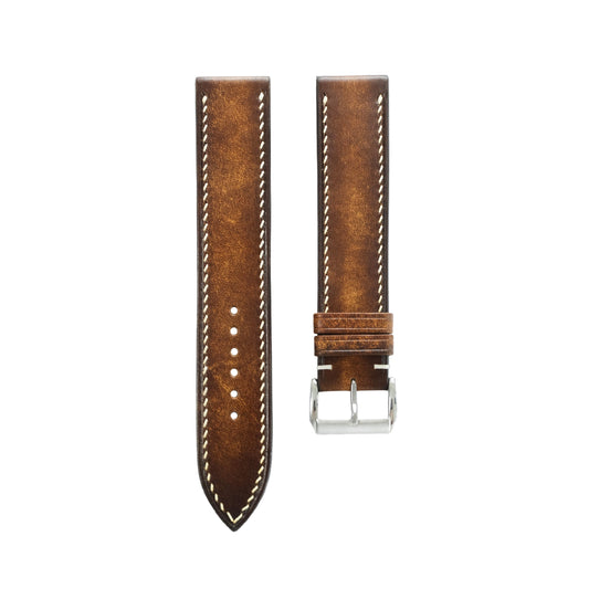 Padded Brown Patina Leather Watch Strap