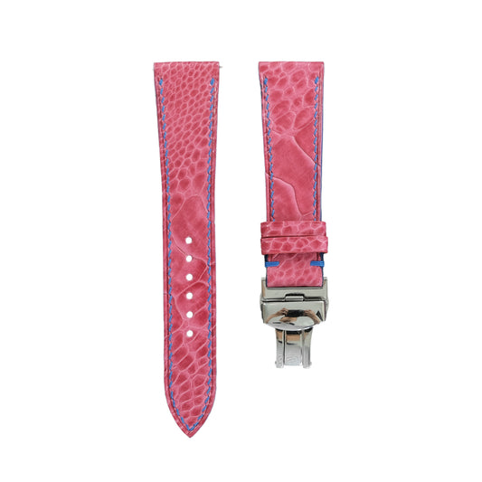 Flat Pink Ostrich Leg Leather Watch Strap