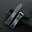 Flat Blue Grey Ostrich Leg Leather Watch Strap - White Stitch, Black Edge