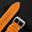 Padded Orange Epsom Calfskin Leather Watch Strap - Cream Stitch