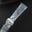 Flat Blue Grey Ostrich Leg Leather Watch Strap - White Stitch, Black Edge