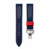 Flat Navy Epsom White Rally Racing Holes Leather Watch Strap Red Stitch, Keeper