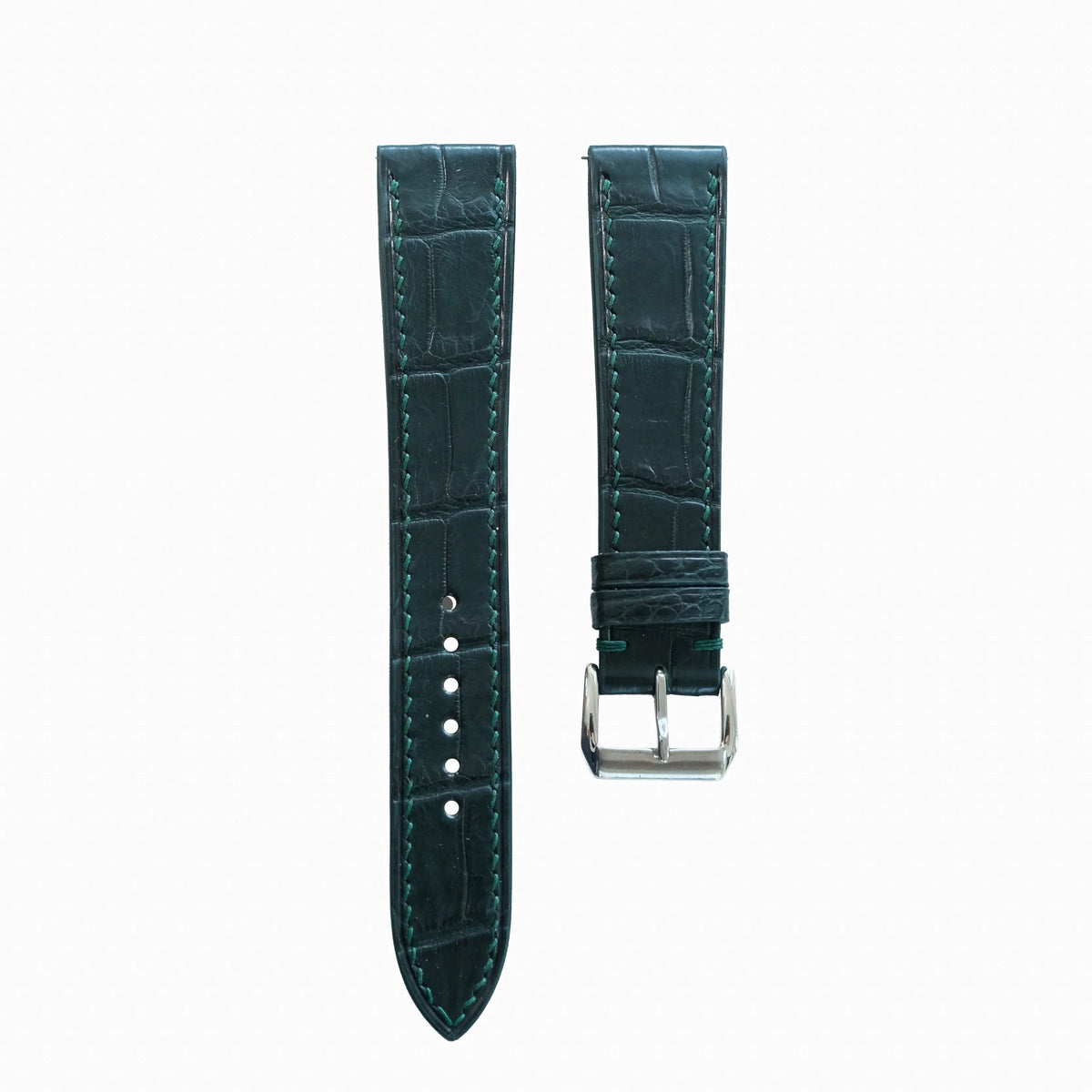 Flat Dark Green Alligator Leather Watch Strap