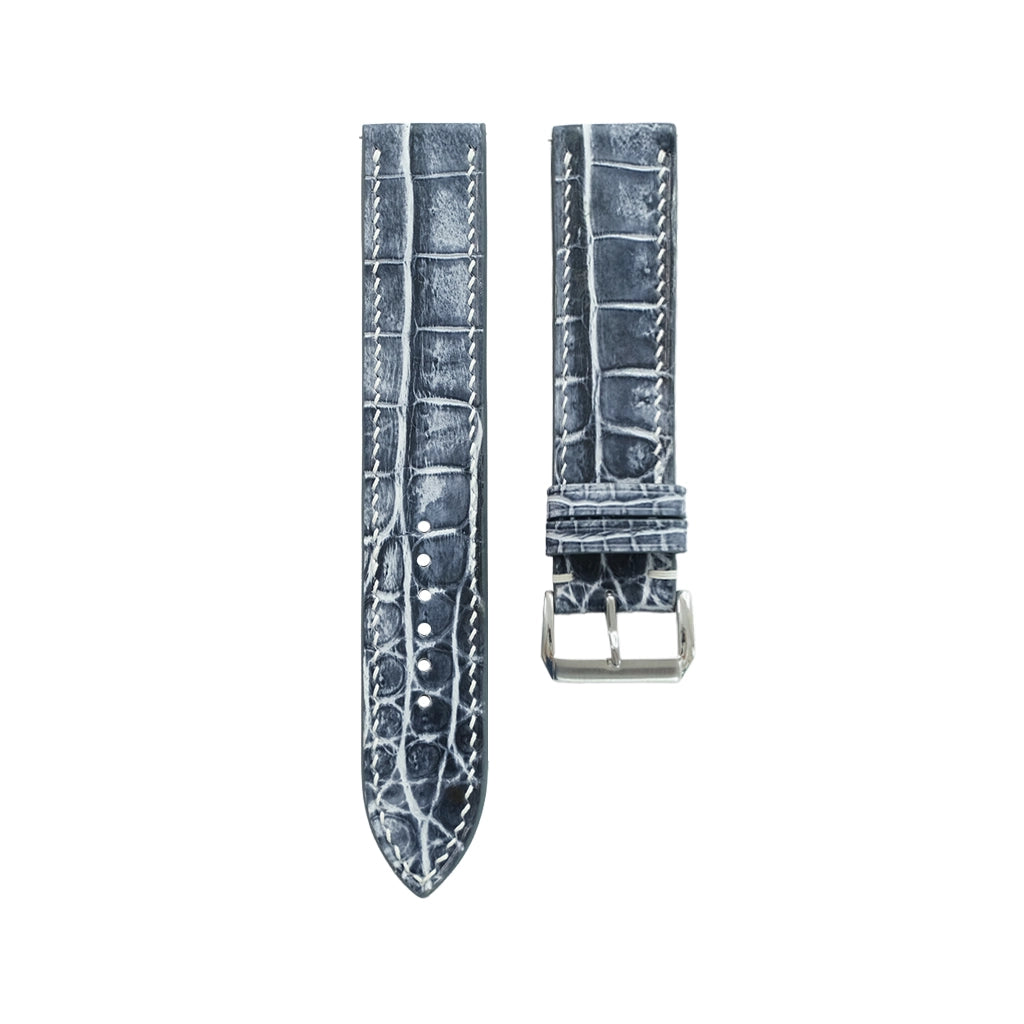Flat Grey Patina Alligator Leather Watch Strap