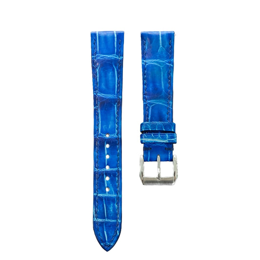 Padded Royal Blue Patina Alligator Leather Watch Strap
