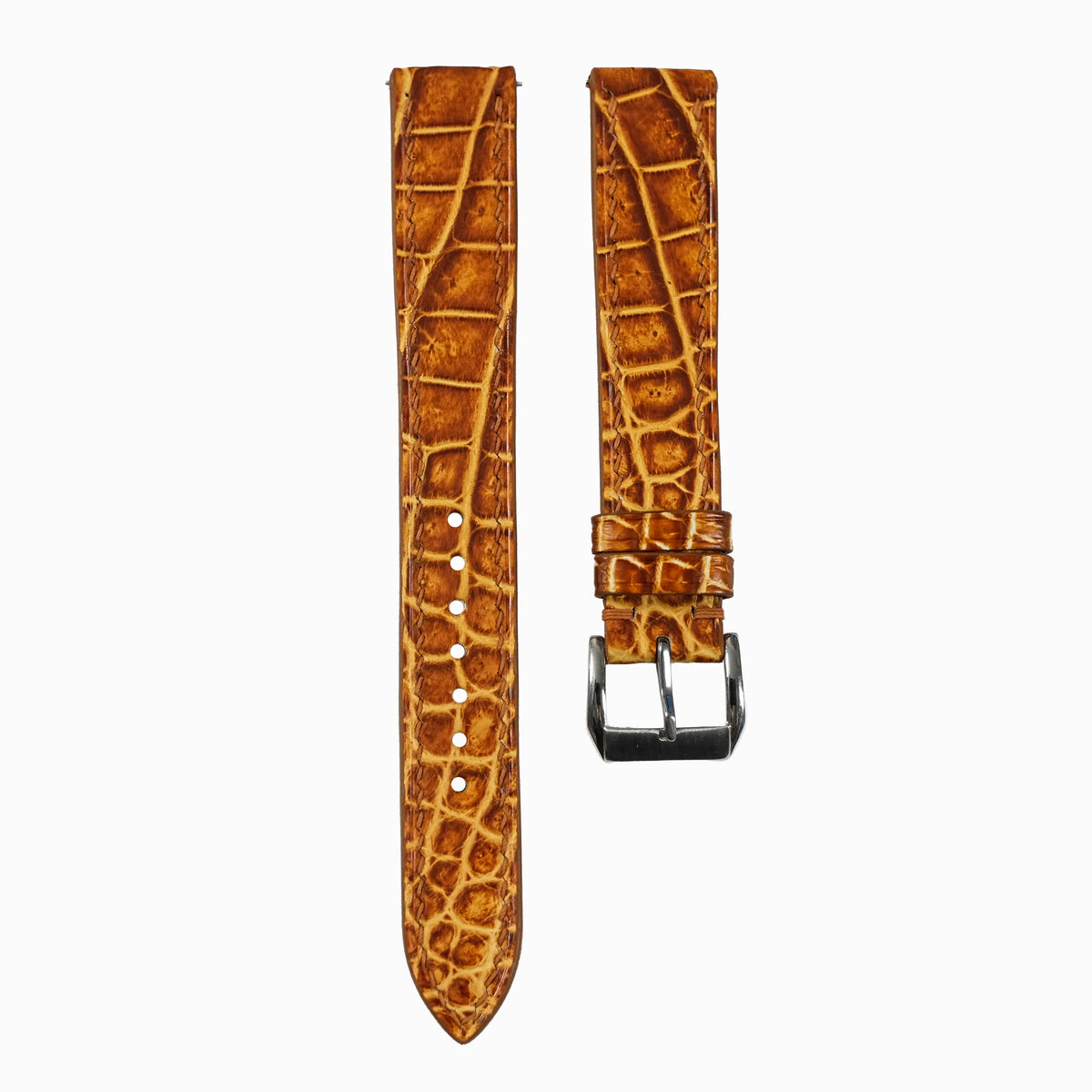 Flat Brown Patina Alligator Leather Watch Strap