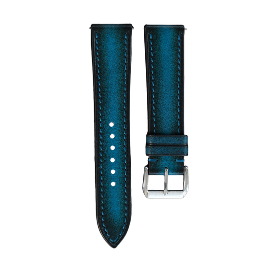 Aqua Black Patina Leather Watch Strap