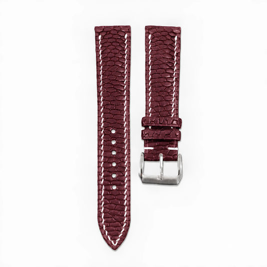 Padded Burgundy Beaver Tail Leather Watch Strap