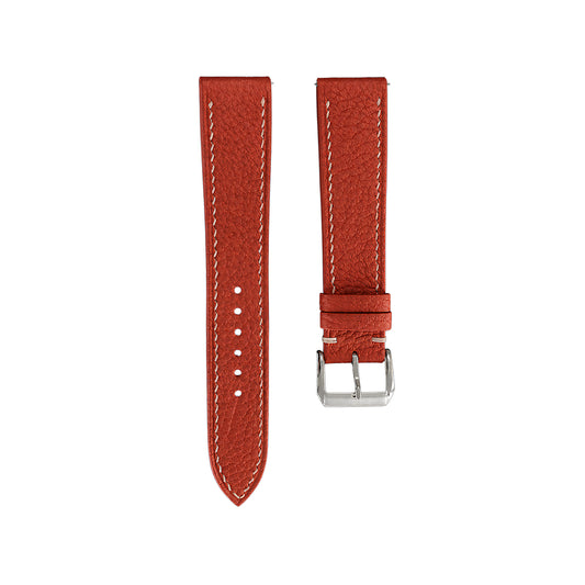 Flat Burnt Orange Togo Calfskin Watch Strap