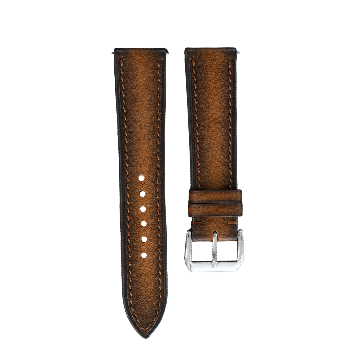 Coffee Black Patina Leather Watch Strap