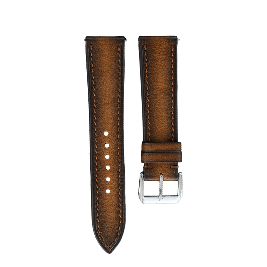 Coffee Black Patina Leather Watch Strap