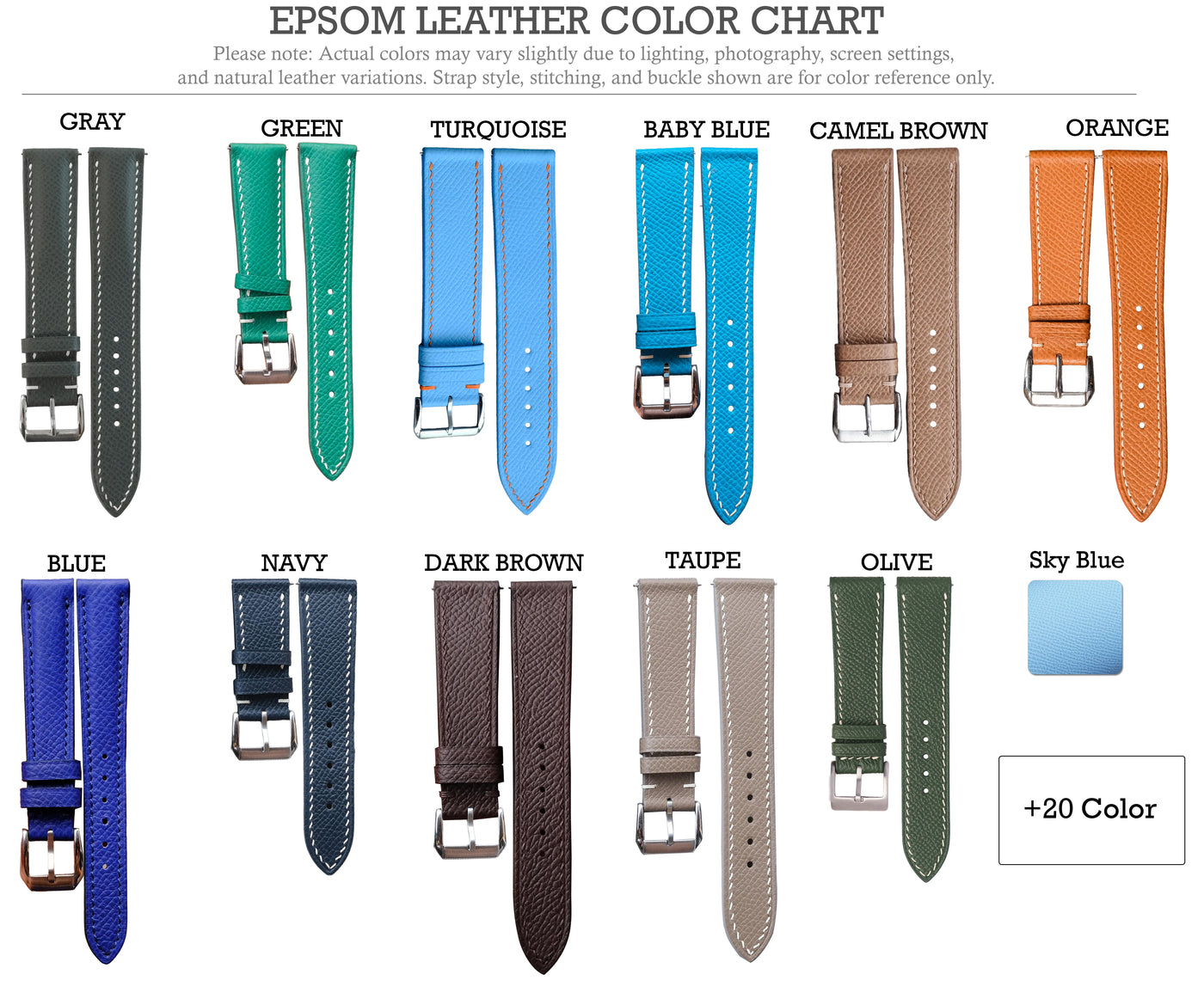 Custom Leather Watch Strap - Choose Colour, Stitch & Size