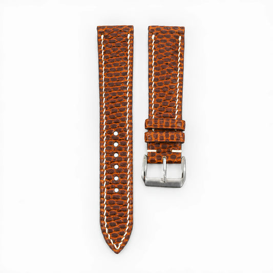 Padded Cognac Beaver Tail Leather Watch Strap