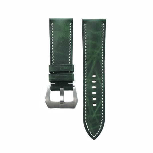 Forest Green Waxed Cowhide Watch Strap