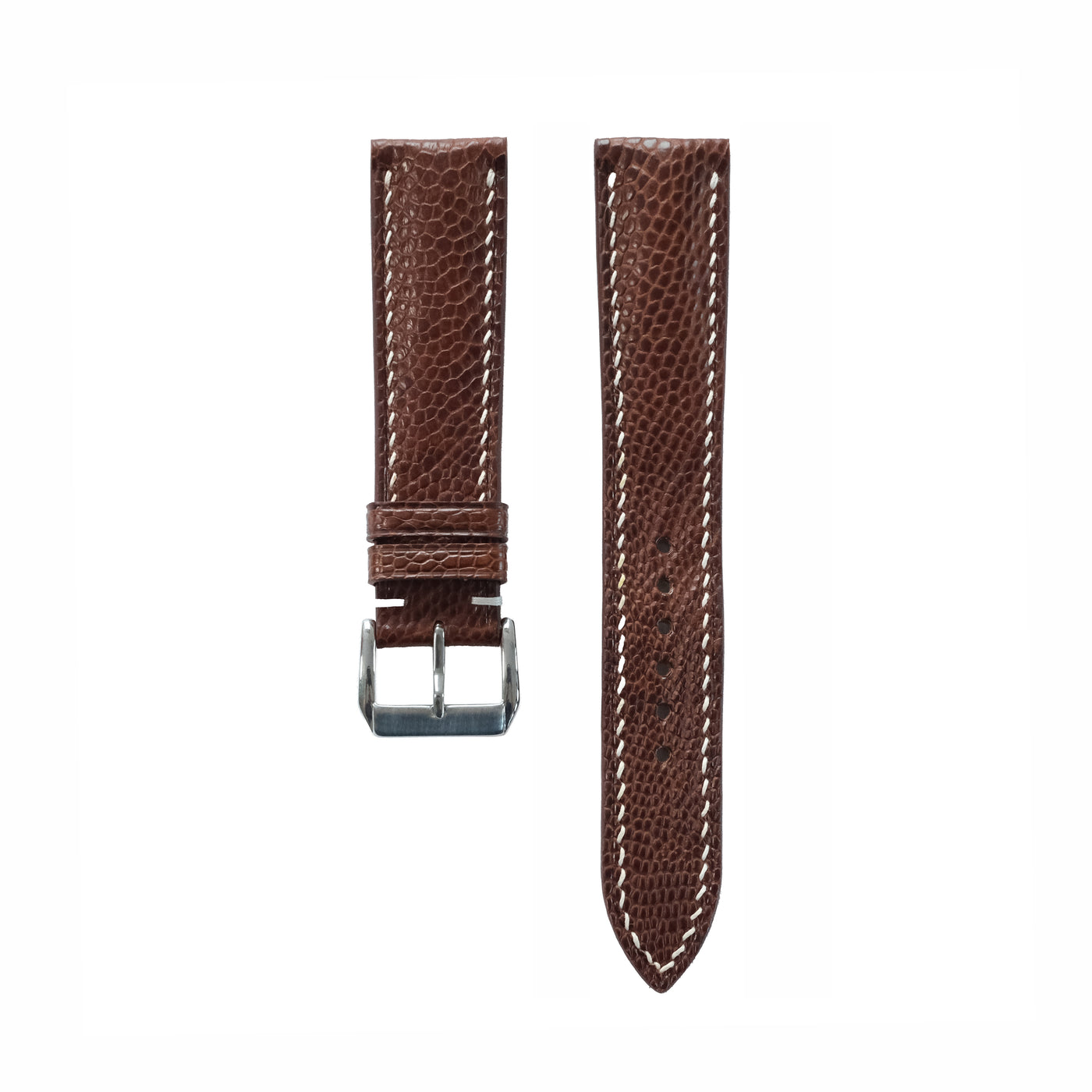Flat Chestnut Ostrich Leather Watch Strap