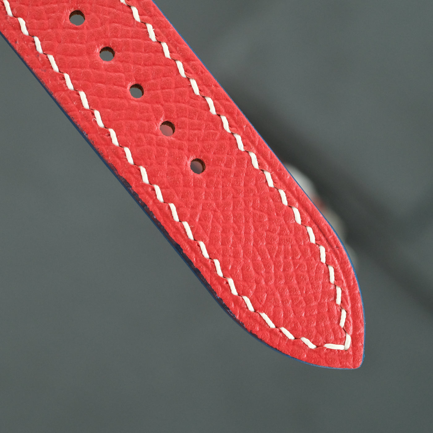 Flat Red Epsom Navy Rally Strap Racing Holes Leather Watch White Stitching