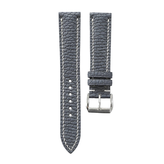 Padded Grey Beaver Tail Leather Watch Strap